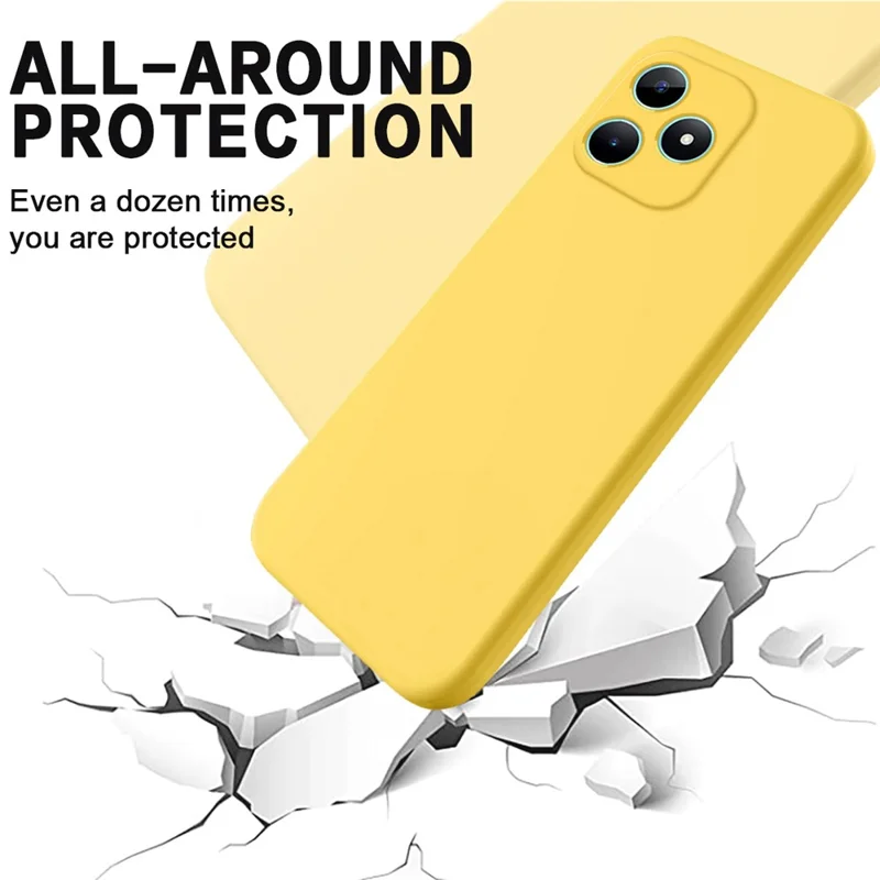 For Realme Note 50 4G Case with Wrist Strap Liquid Silicone Phone Cover - Yellow