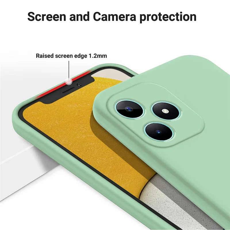 For Realme Note 50 4G Case with Wrist Strap Liquid Silicone Phone Cover - Green