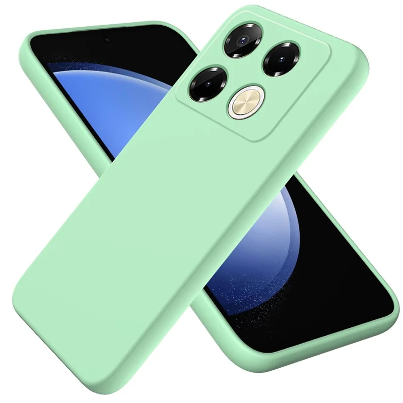 Para Infinix Note 40 Pro 4G Case Líquido Silicone Resistente a Arranhões Capa Protetora com Alça de Mão - Verde