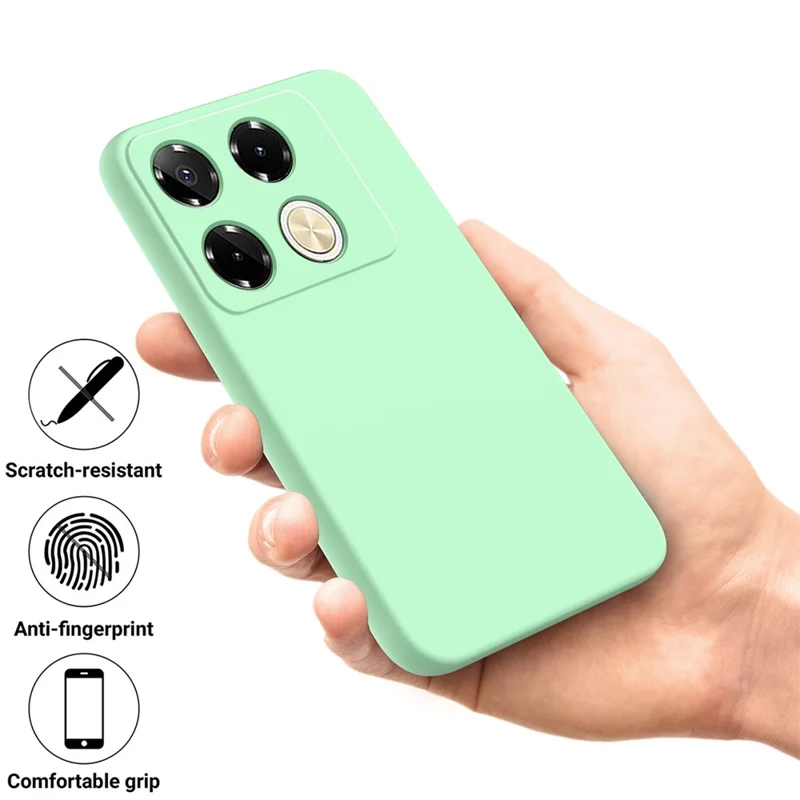 Para Infinix Note 40 Pro 4G Case Líquido Silicone Resistente a Arranhões Capa Protetora com Alça de Mão - Verde