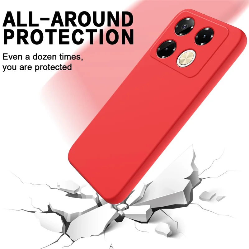 Pour Infinix Note 40 Pro 4G Étui en Silicone Liquide Antiraye Coque de Protection avec Sangle pour Poignet - Rouge