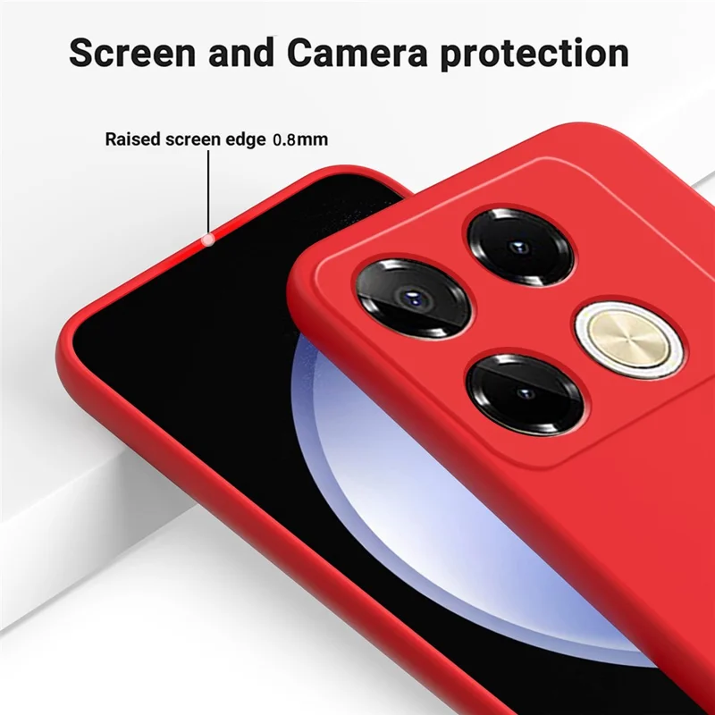 Pour Infinix Note 40 Pro 4G Étui en Silicone Liquide Antiraye Coque de Protection avec Sangle pour Poignet - Rouge