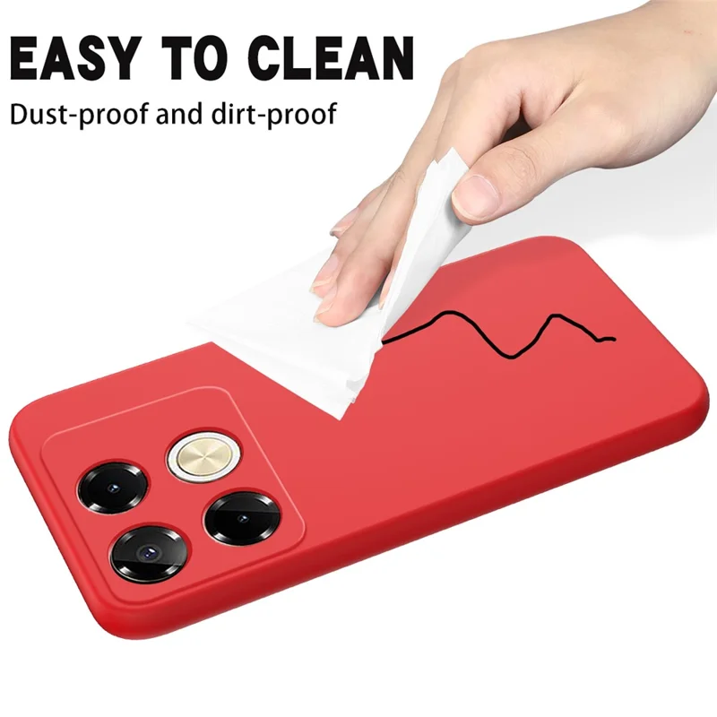 Pour Infinix Note 40 Pro 4G Étui en Silicone Liquide Antiraye Coque de Protection avec Sangle pour Poignet - Rouge