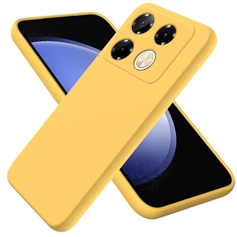 For Infinix Note 40 Pro 4G Case Liquid Silicone Scratch-Proof Protective Shell with Hand Strap - Yellow