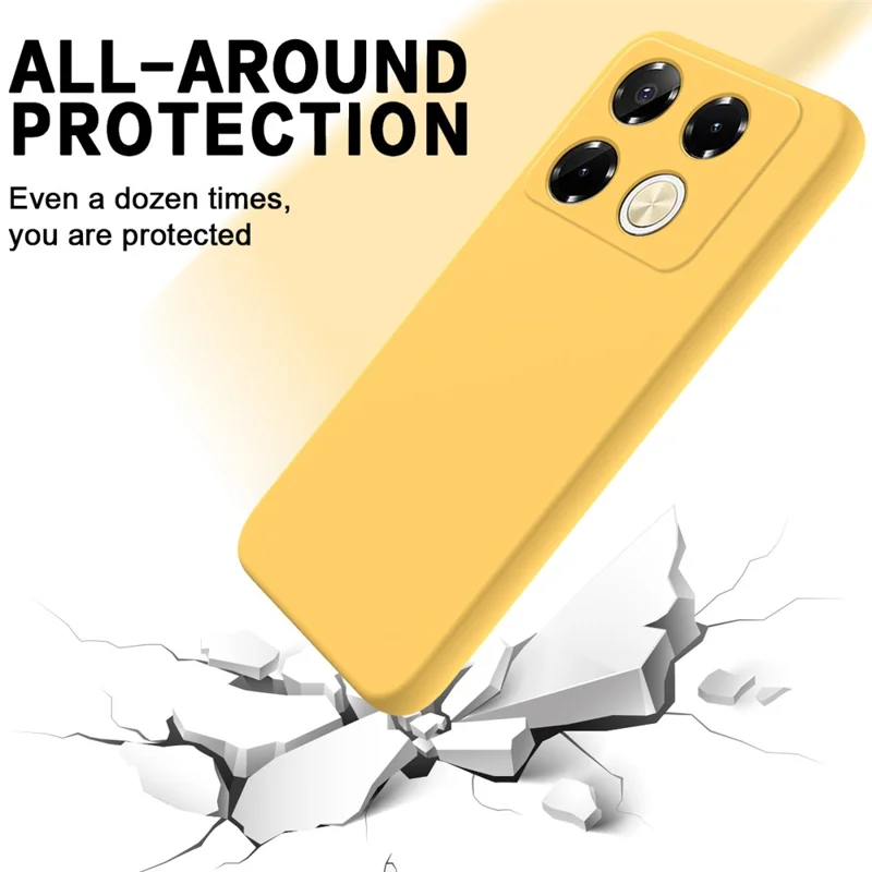 For Infinix Note 40 Pro 4G Case Liquid Silicone Scratch-Proof Protective Shell with Hand Strap - Yellow