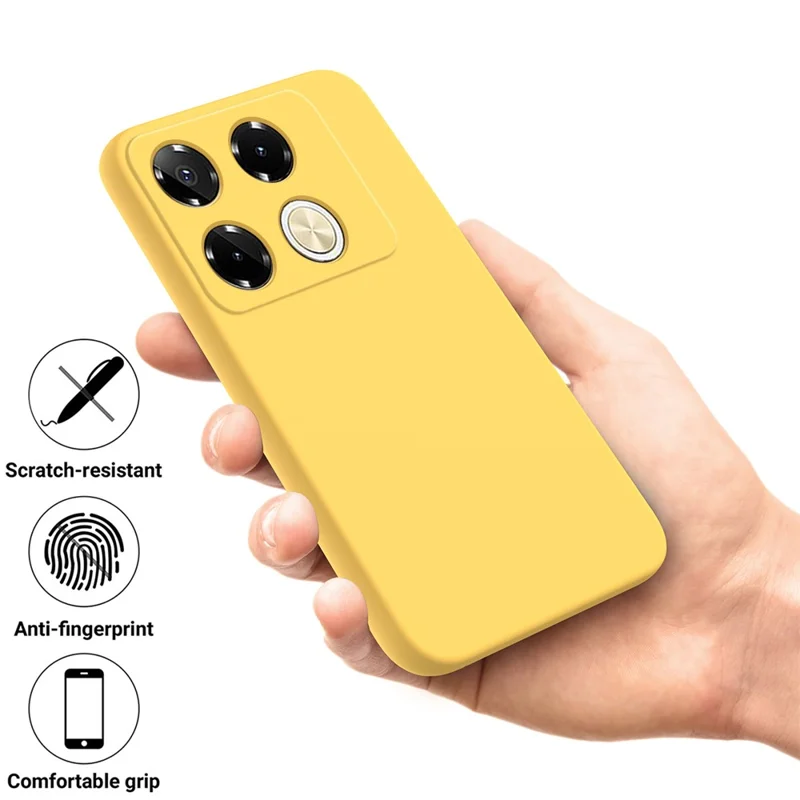 For Infinix Note 40 Pro 4G Case Liquid Silicone Scratch-Proof Protective Shell with Hand Strap - Yellow