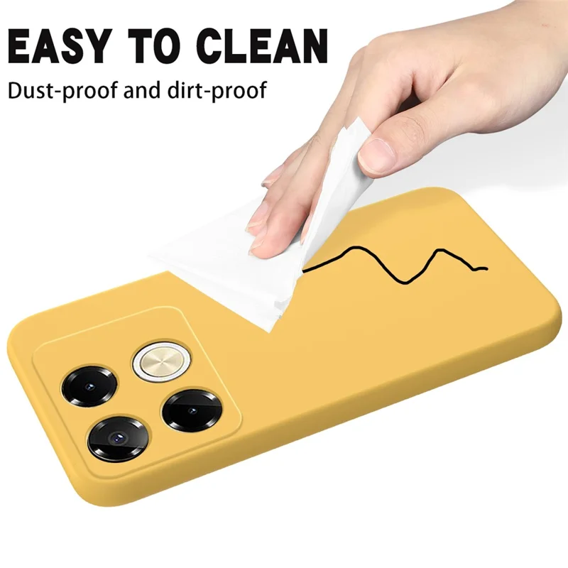 For Infinix Note 40 Pro 4G Case Liquid Silicone Scratch-Proof Protective Shell with Hand Strap - Yellow