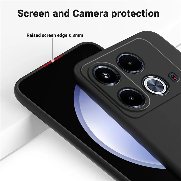For Infinix Note 40 Case Anti-Scratch Liquid Silicone Phone Cover with Hand Strap - Black
