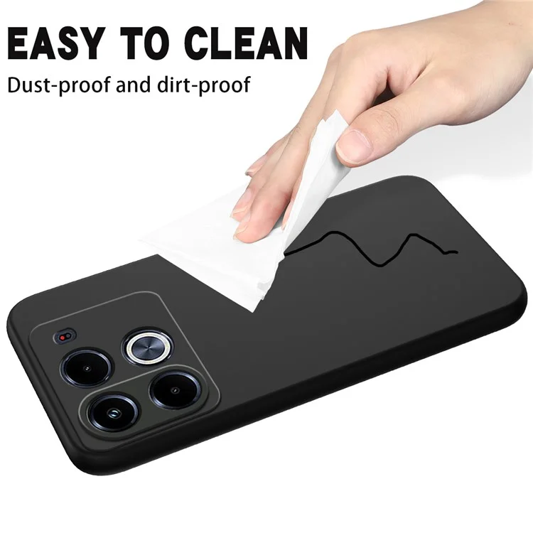 For Infinix Note 40 Case Anti-Scratch Liquid Silicone Phone Cover with Hand Strap - Black