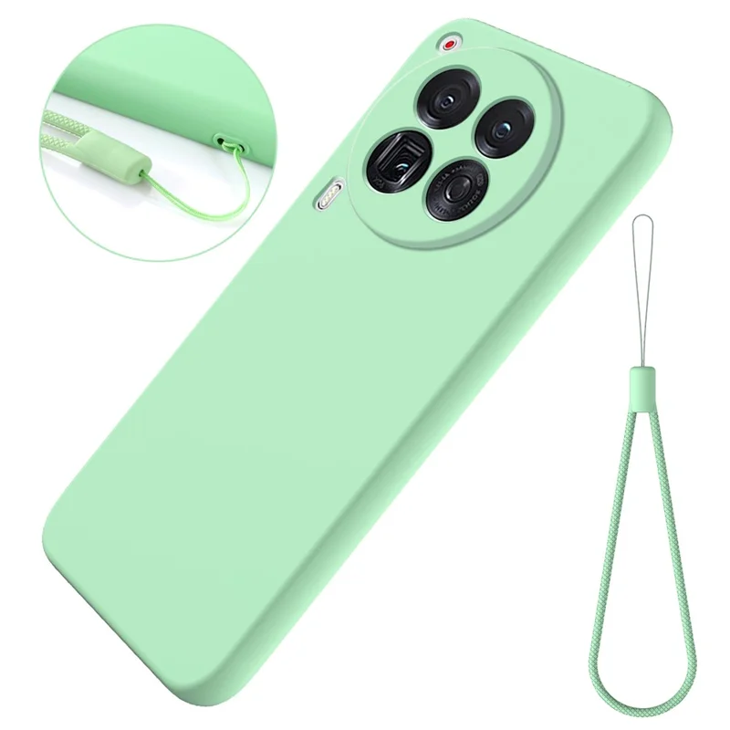 For TECNO Camon 30 Premier 5G Case Liquid Silicone Anti-Fall Phone Cover with Hand Strap - Green