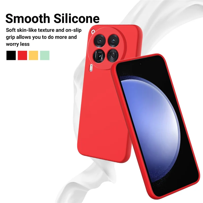 For TECNO Camon 30 Premier 5G Case Liquid Silicone Anti-Fall Phone Cover with Hand Strap - Red