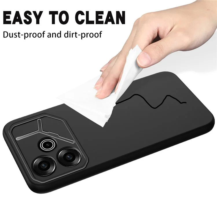 For TECNO Pova 6 5G Case Soft Liquid Silicone Phone Back Cover with Lanyard - Black