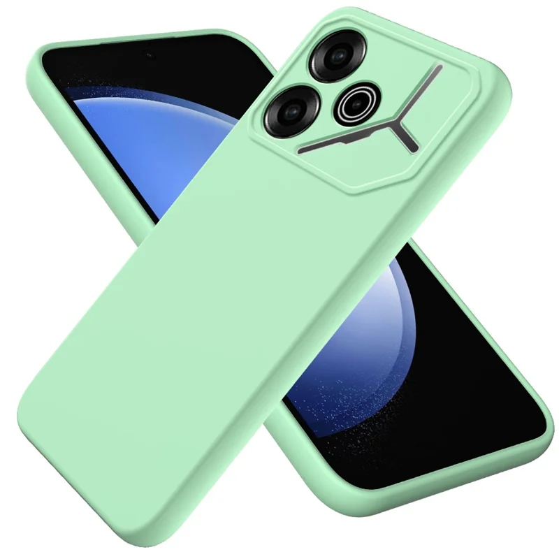 For TECNO Pova 6 5G Case Soft Liquid Silicone Phone Back Cover with Lanyard - Green