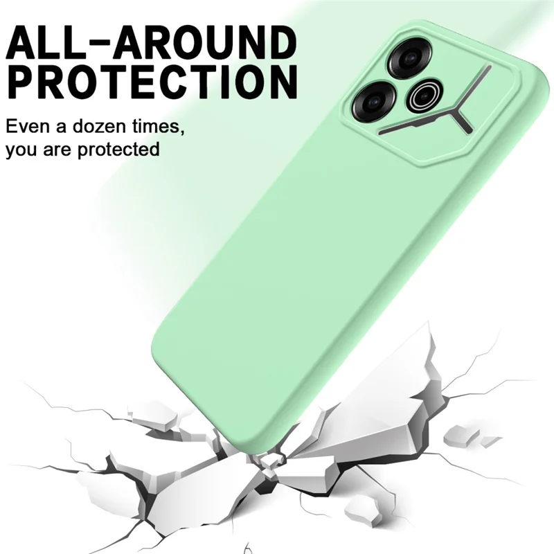 For TECNO Pova 6 5G Case Soft Liquid Silicone Phone Back Cover with Lanyard - Green