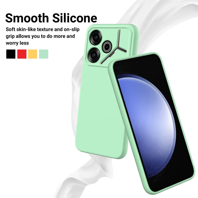 For TECNO Pova 6 5G Case Soft Liquid Silicone Phone Back Cover with Lanyard - Green