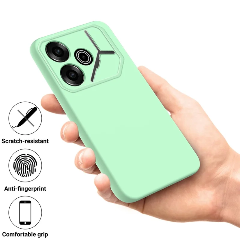 For TECNO Pova 6 5G Case Soft Liquid Silicone Phone Back Cover with Lanyard - Green