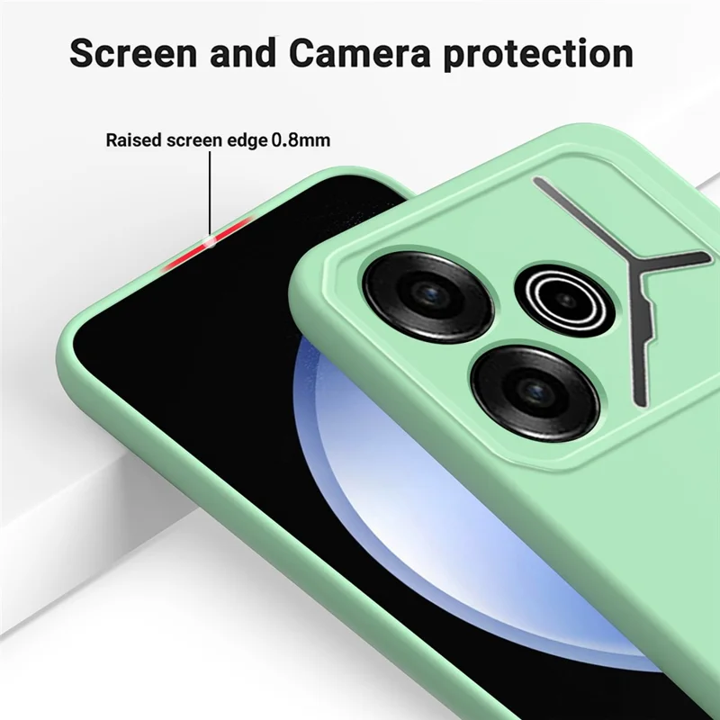 For TECNO Pova 6 5G Case Soft Liquid Silicone Phone Back Cover with Lanyard - Green