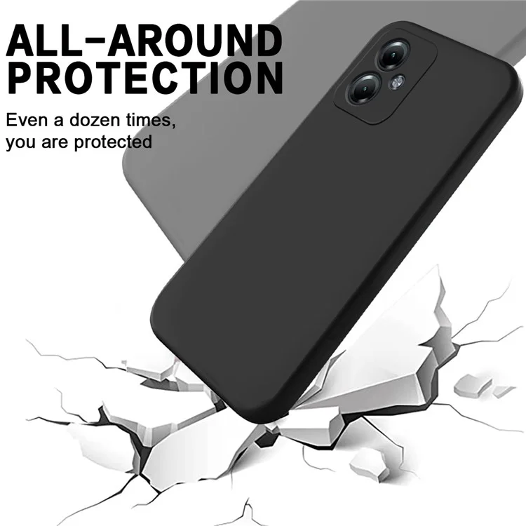 Für Motorola Moto G64 5G-Handyhülle, flüssiges Silikon, stoßfeste Handyhülle mit Handschlaufe - Schwarz