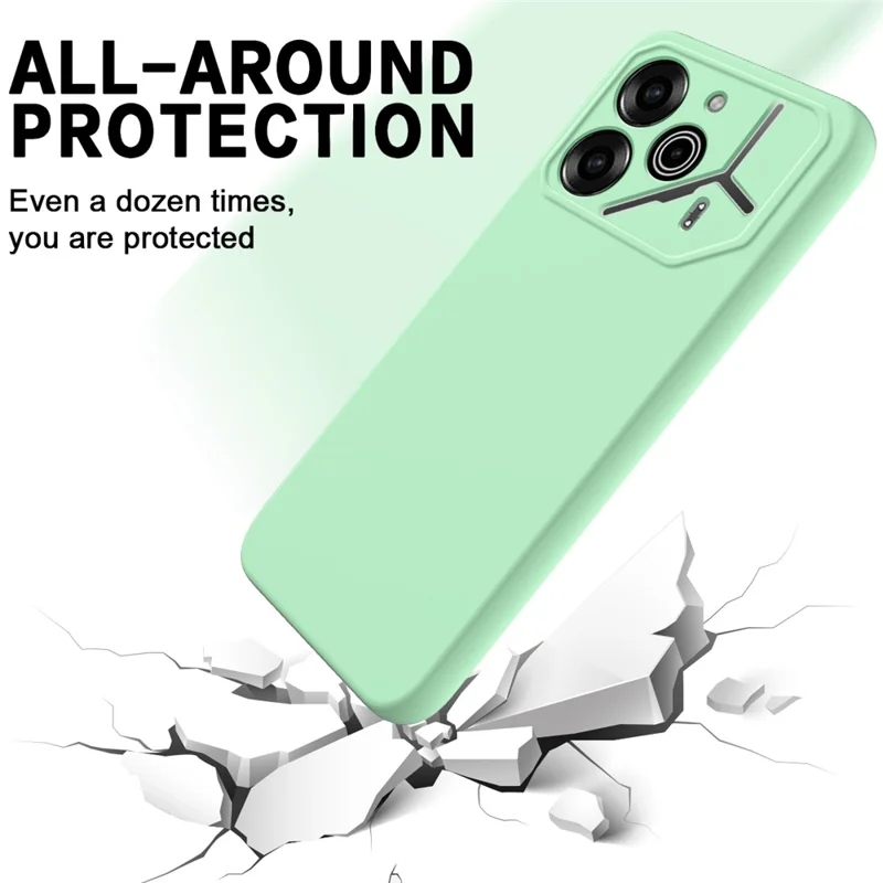 For TECNO Pova 6 Pro 5G Scratch Resistant Case Liquid Silicone Phone Cover with Hand Strap - Green