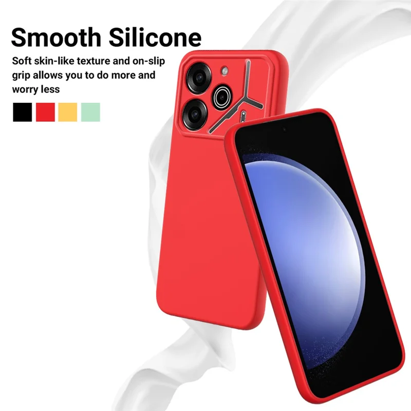 For TECNO Pova 6 Pro 5G Scratch Resistant Case Liquid Silicone Phone Cover with Hand Strap - Red