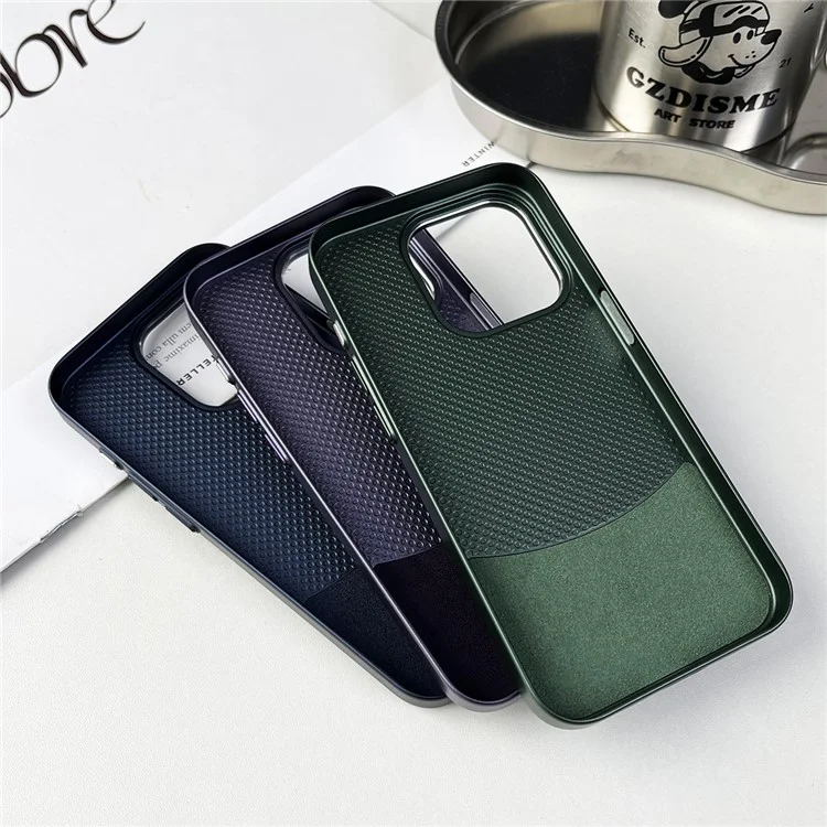 For iPhone 12 Pro Max Shockproof Case Nappa Texture PU+PC Slim Phone Cover - Green