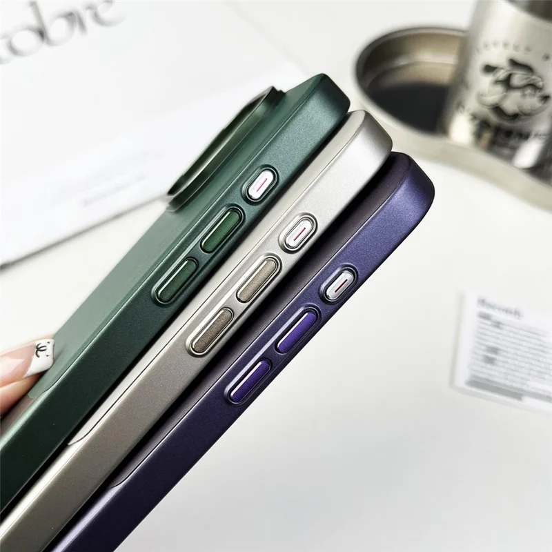 For iPhone 12 Pro Max Shockproof Case Nappa Texture PU+PC Slim Phone Cover - Titanium Grey