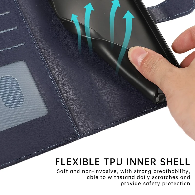 R20 for iPhone 13 Pro 6.1 inch Leather Case Splicing Rhombus Phone Cover with Card Holder - Blue