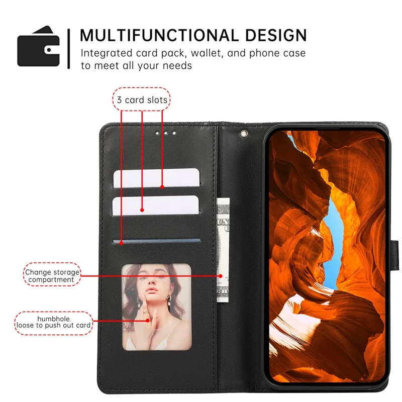 R20 för iPhone 13 Pro Max läderfodral med sammansatt intryckt rombformad plånboksdesign, skråställ, svart