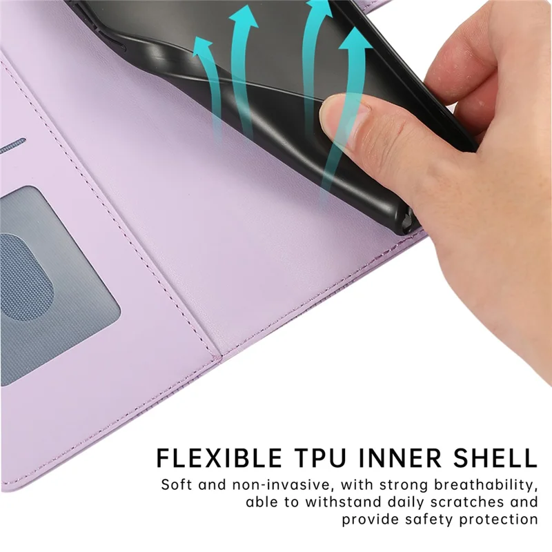 R20 for iPhone 12 Pro Max Case Anti-Scratch Splicing Imprinted Rhombus Leather Phone Cover - Purple