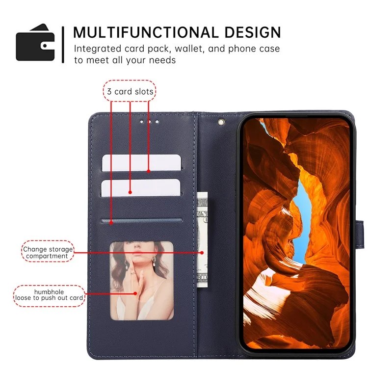 R20 for iPhone 12 Pro Max Case Anti-Scratch Splicing Imprinted Rhombus Leather Phone Cover - Blue