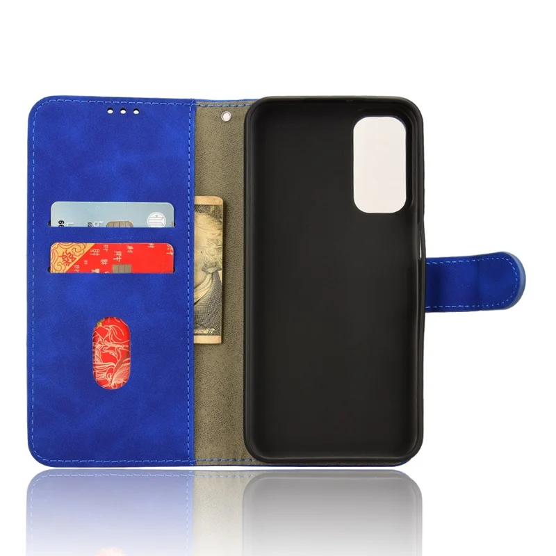 Para Samsung Galaxy M15 5G Case Skin-Touch Leather Flip Stand Phone Cover - Azul