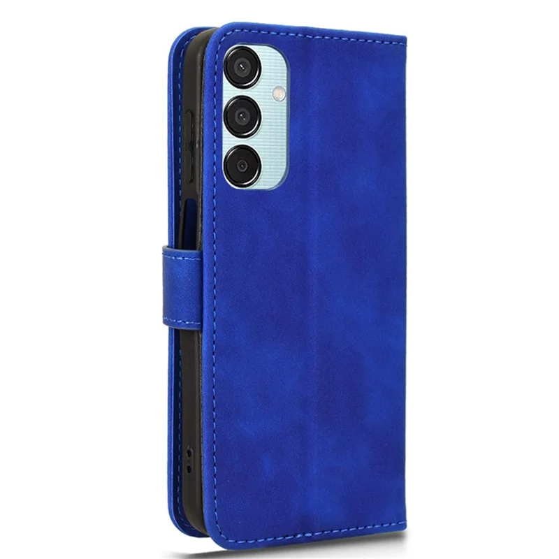 Para Samsung Galaxy M15 5G Case Skin-Touch Leather Flip Stand Phone Cover - Azul