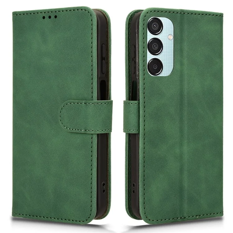 Para Samsung Galaxy M15 5G Case Skin-Touch Leather Flip Stand Phone Cover - Verde