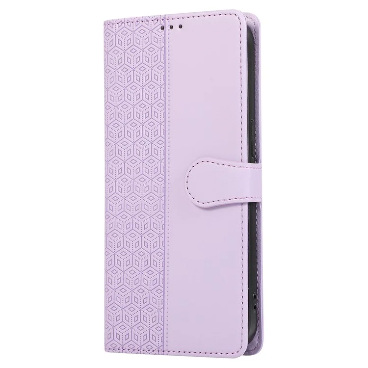 R20 für iPhone 12 / 12 Pro Case Folio PU-Leder-Plissee-Rhombus-Brieftasche-Handyhülle - Lila