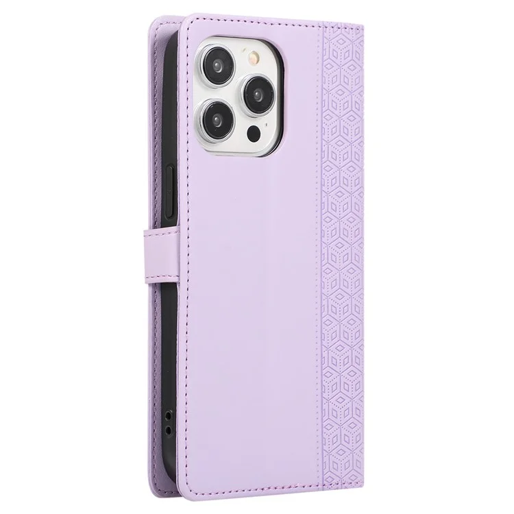 R20 für iPhone 12 / 12 Pro Case Folio PU-Leder-Plissee-Rhombus-Brieftasche-Handyhülle - Lila