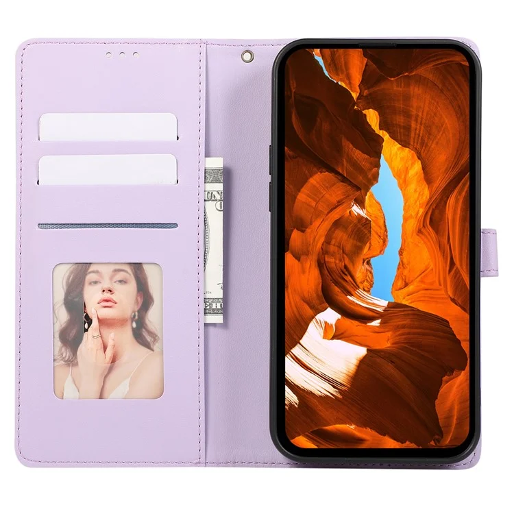 R20 für iPhone 12 / 12 Pro Case Folio PU-Leder-Plissee-Rhombus-Brieftasche-Handyhülle - Lila