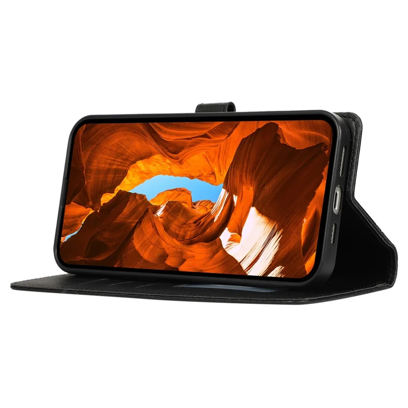 R20 för iPhone 12 / 12 Pro etui Folio PU-läder sammansatt rutformat plånbetsfodral - Svart