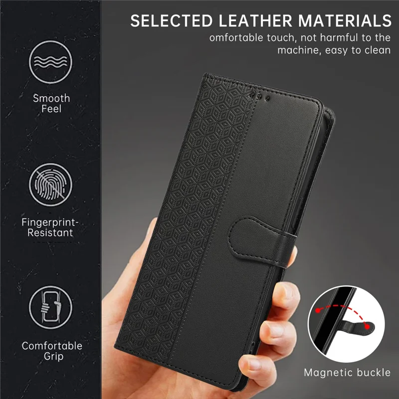 R20 för iPhone 12 / 12 Pro etui Folio PU-läder sammansatt rutformat plånbetsfodral - Svart