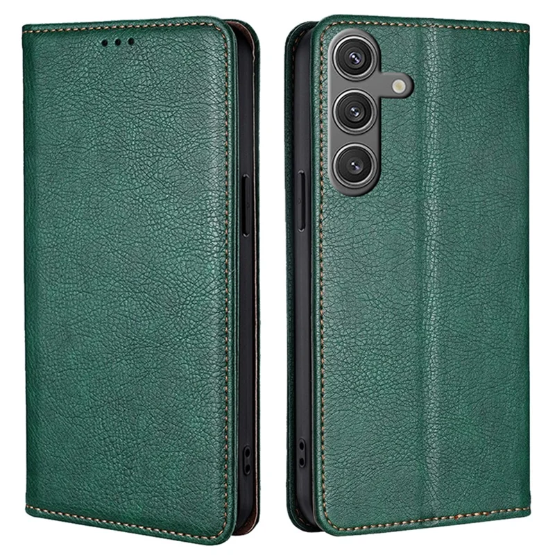For Samsung Galaxy S24 Case Magnetic Absorption PU Leather Stand Folio Phone Cover - Green