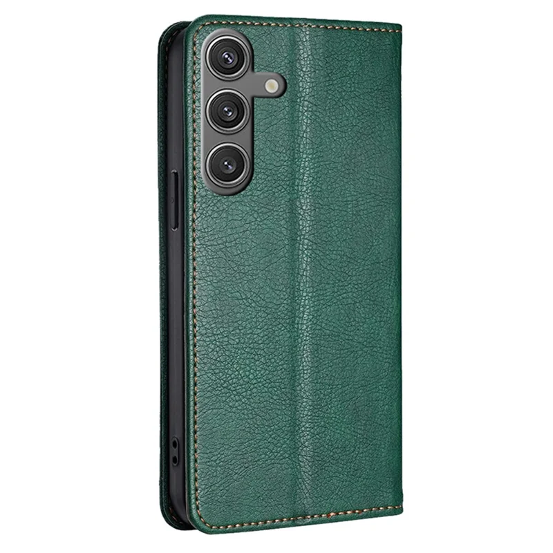 For Samsung Galaxy S24 Case Magnetic Absorption PU Leather Stand Folio Phone Cover - Green