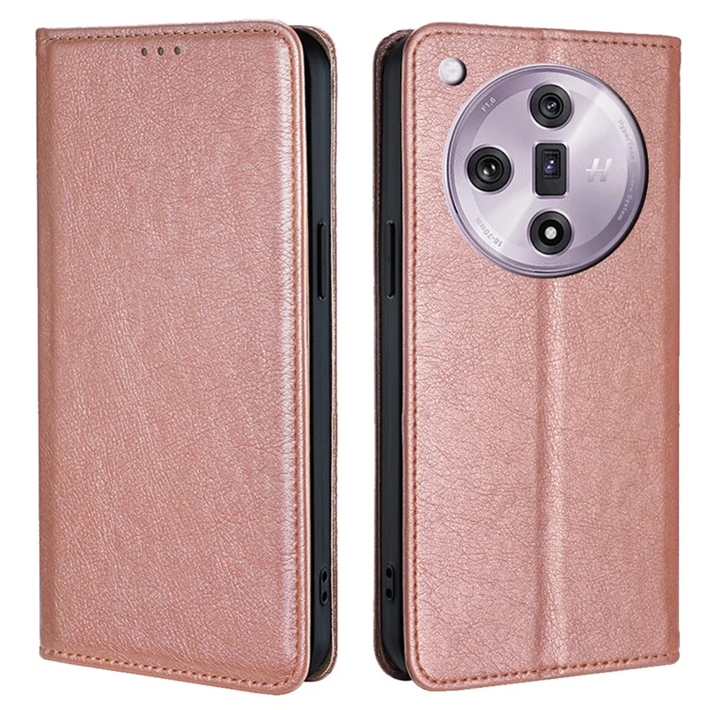 For Oppo Find X7 5G Leather Case Solid Color Magnetic Flip Phone Cover - Rose Gold