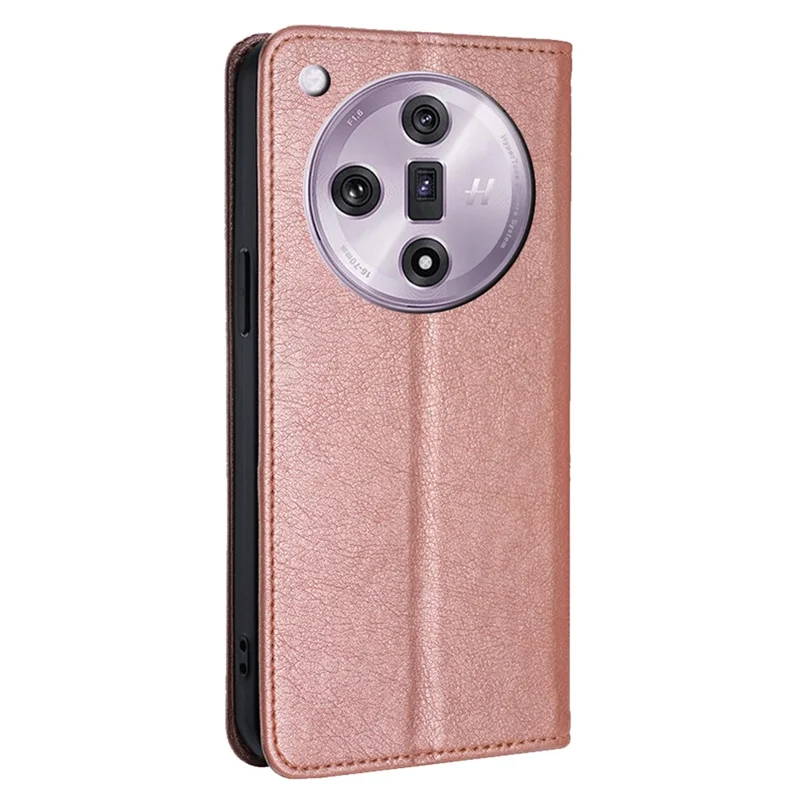 For Oppo Find X7 5G Leather Case Solid Color Magnetic Flip Phone Cover - Rose Gold