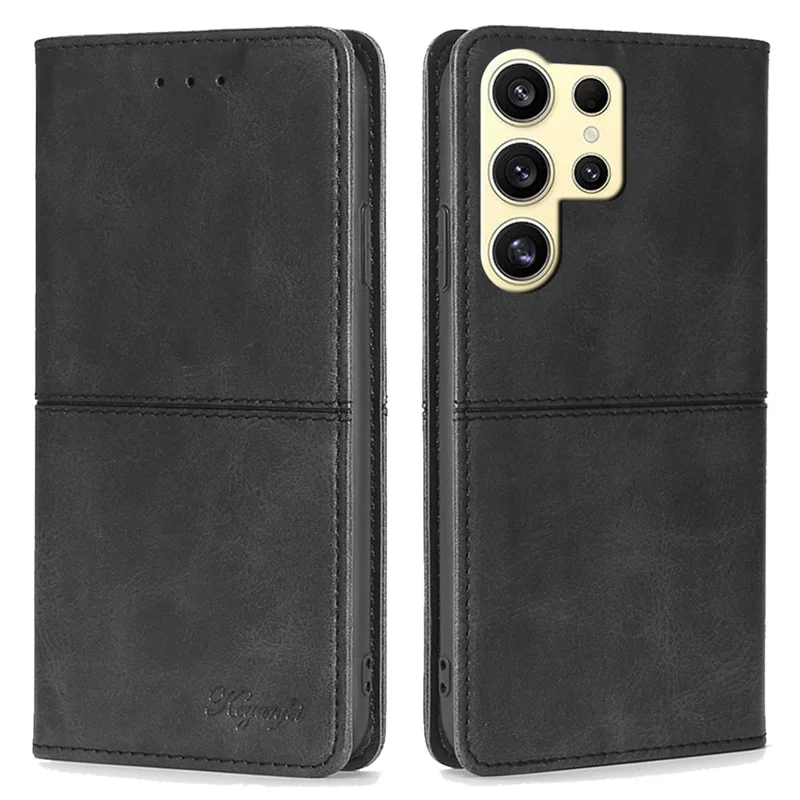 Для Samsung Galaxy S24 Ultra Card Slots Phone Cover Cowhide Texture Phone Protective Case - Черный