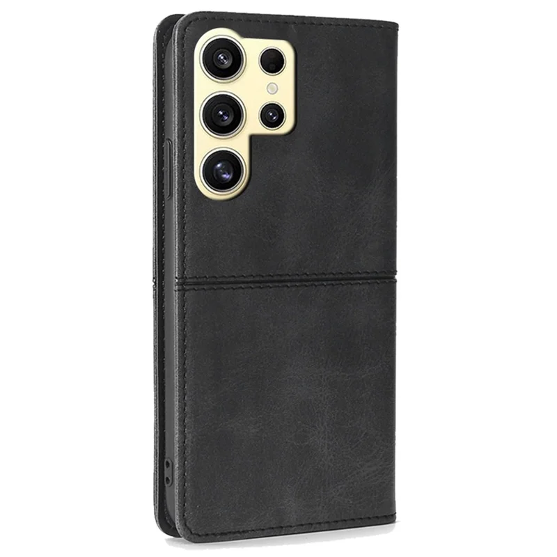 Для Samsung Galaxy S24 Ultra Card Slots Phone Cover Cowhide Texture Phone Protective Case - Черный