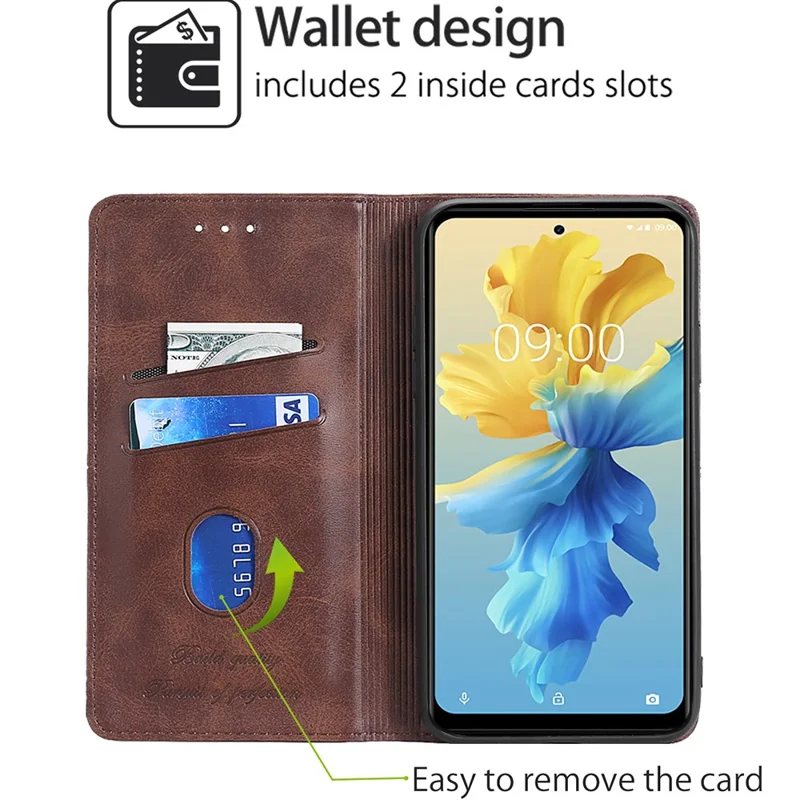 Wallet Case For Umidigi G9x (6.75") With 1 X Tempered Glass Protective