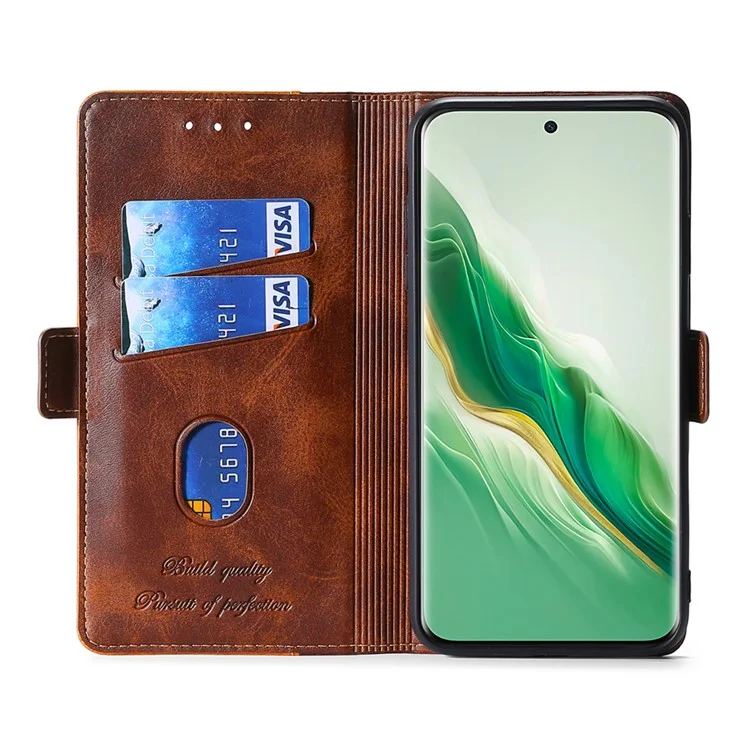For Honor Magic6 Pro 5G Custodia in pelle Wallet Dual Color Retro Cover per telefono - Marrone scuro+Oro