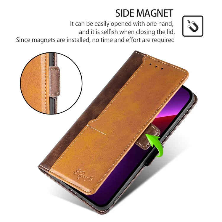 For Honor Magic6 Pro 5G Custodia in pelle Wallet Dual Color Retro Cover per telefono - Marrone scuro+Oro