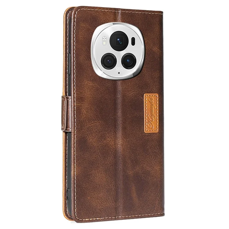 For Honor Magic6 Pro 5G Custodia in pelle Wallet Dual Color Retro Cover per telefono - Marrone scuro+Oro