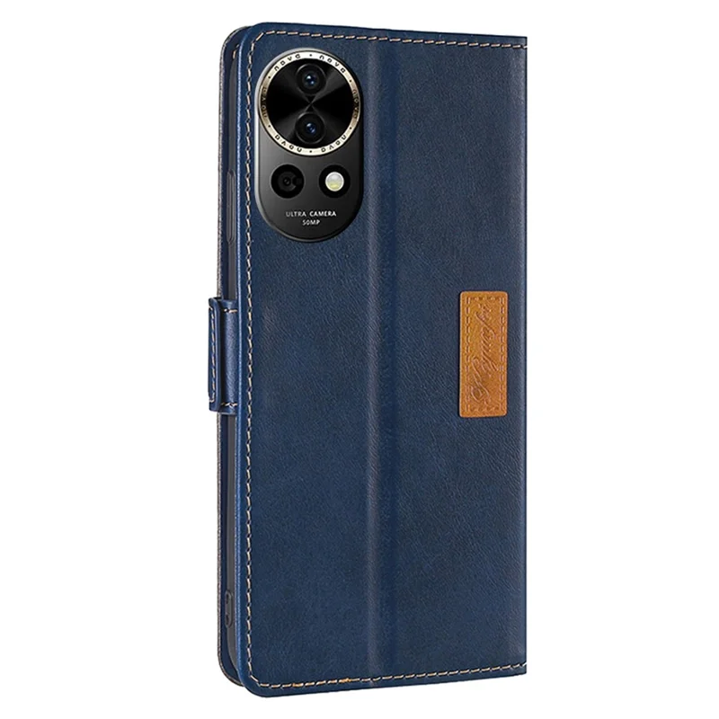 For Huawei nova 12 5G Cell Phone Case Dual-color PU Leather Cover with Magnetic Closure - Blue+Grey