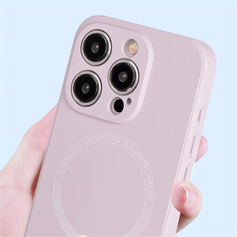 For iPhone 14 Pro Magnetic Phone Case PU Leather Coated TPU Back Cover - Pink